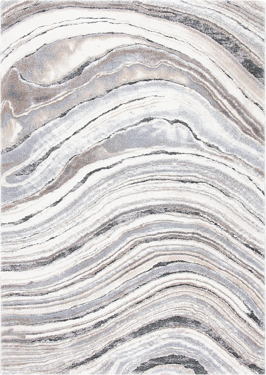 SAFAVIEH Cyrus Shag Collection Area Rug - 5'5" x 7'6", Ivory & Grey, Modern Abstract Design, Non-Shedding & Easy Care, 0.8-inch Thick Ideal for High Traffic Areas in Living Room, Bedroom (CYR124A)