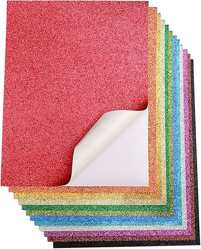 Cartulina con purpurina, autoadhesiva, paquete de 20 unidades, 8.5 x 11 pulgadas, hojas brillantes de primera calidad para manualidades, proyectos