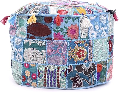 18x18x13 Zoll / 45 cm NUR ABDECKEN DK Homewares Indischer runder Hocker