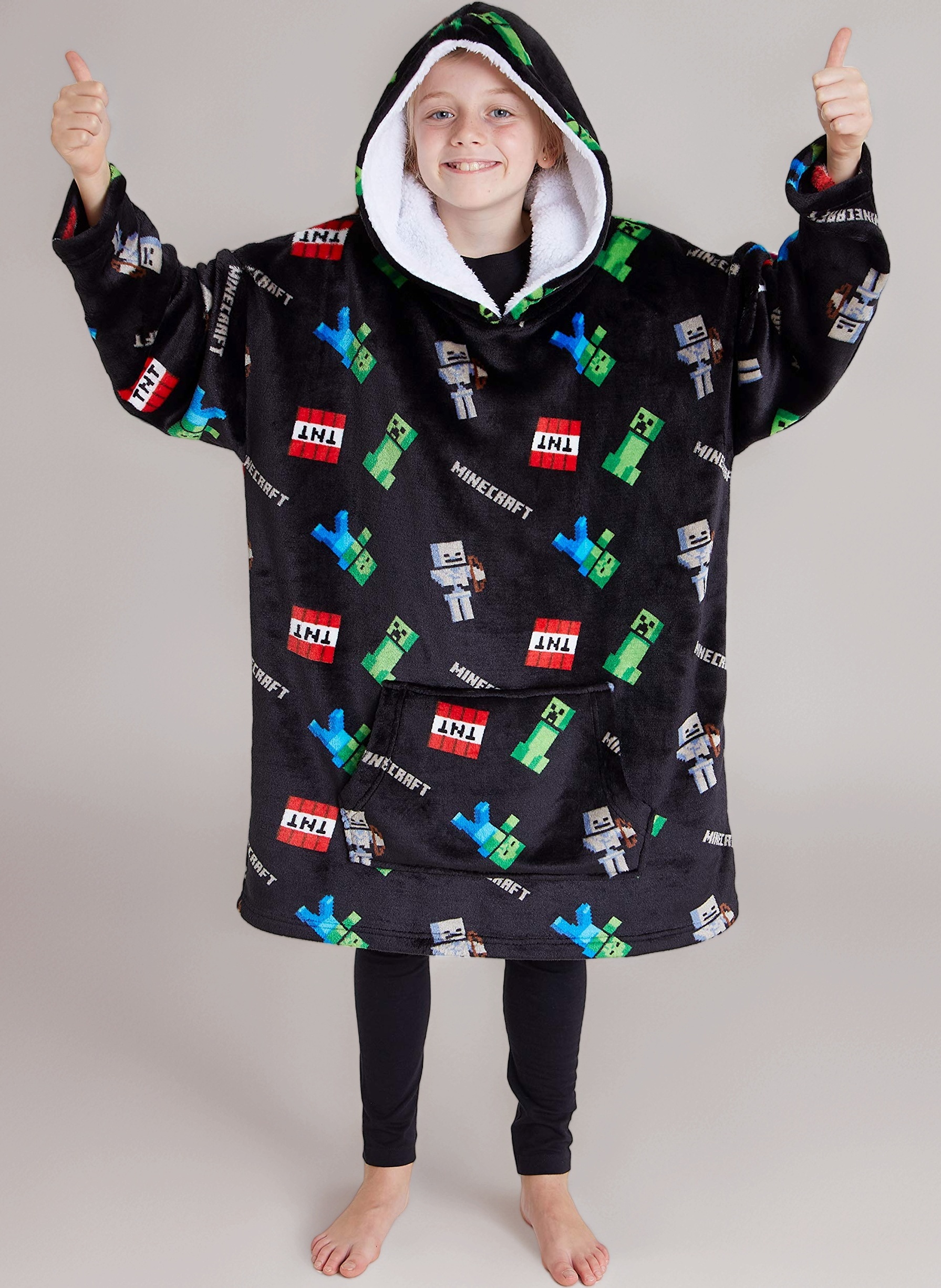 Hoodie Blanket Boys Teens, Creeper Wearable Blanket Hooded Loungewear, Oversized Fleece Poncho, Gamer Gifts for Boys
