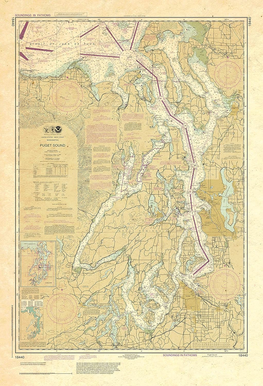 Paradise Cay Publications NOAA Chart 18440: Puget Sound