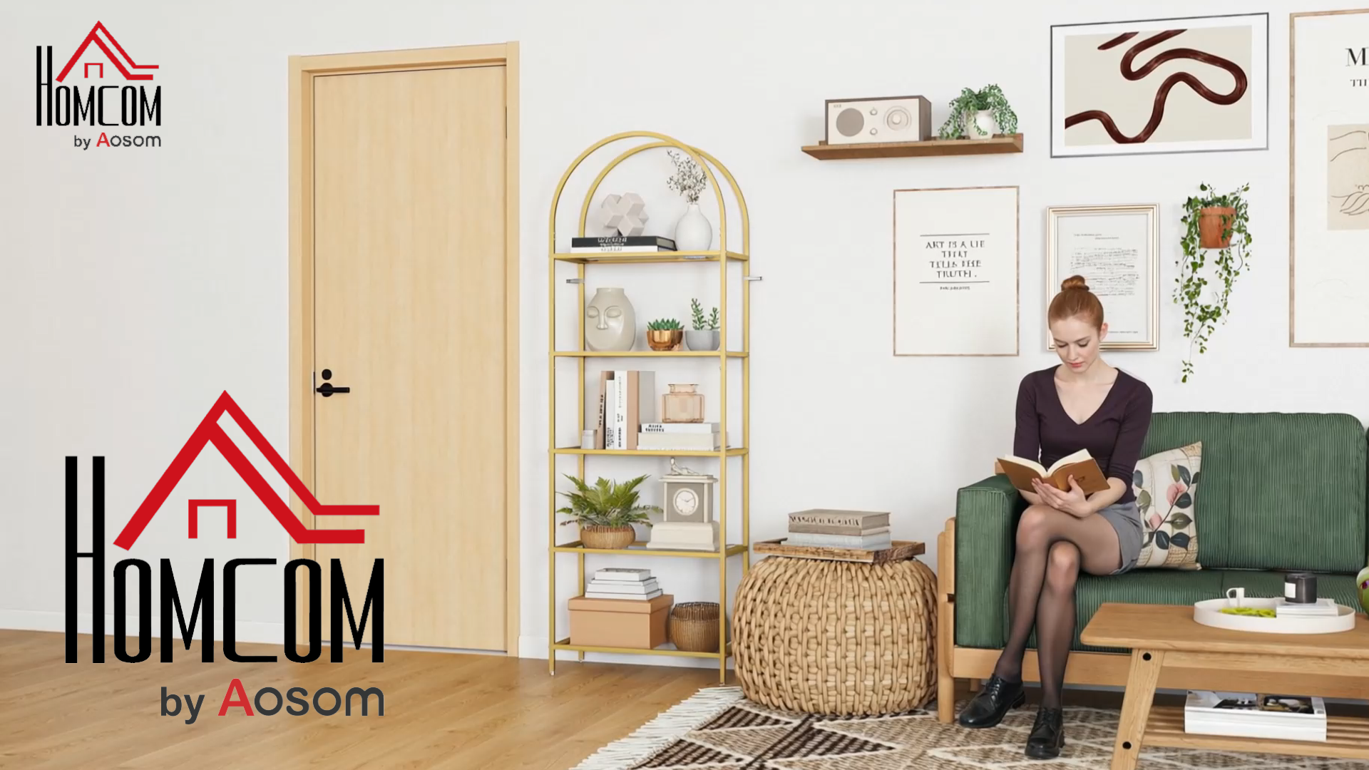 HOMCOM Scaffale A 4 Ripiani In Vetro Temperato E Metallo Oro – 40x30x96,5 Cm, Design Moderno Con Piedini Regolabili, Per Soggiorno, Bagno, Ufficio E Camera Da Letto