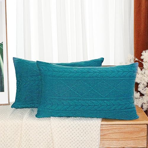 Miniatura 4 de Uhomy 2 paquetes de fundas de almohada decorativas de pavo real de 24 x 24 pulgadas, funda de cojín suave de lujo artística moderna para decoración