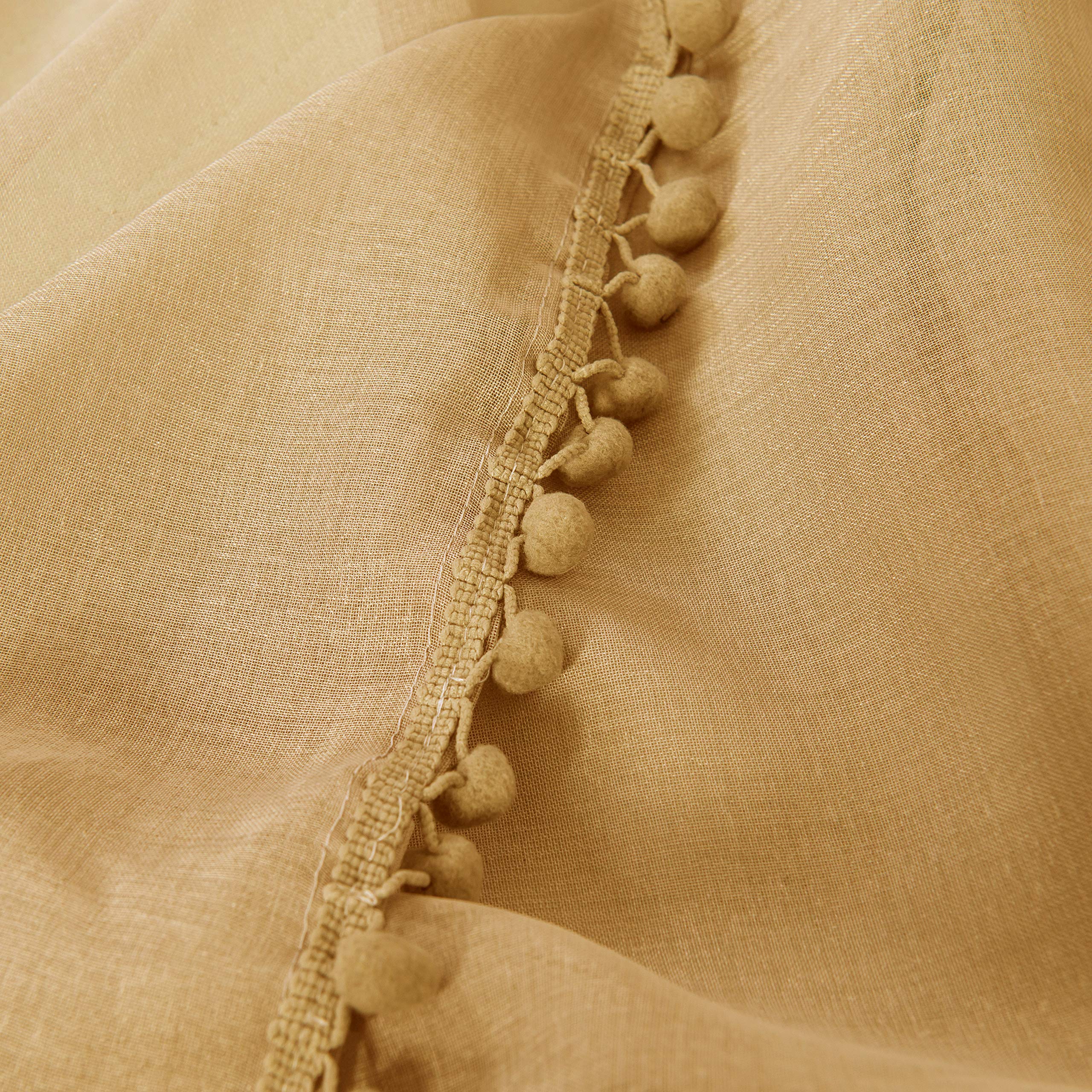 Elegant Comfort Semi-Sheer Pom Pom Tassels Curtains, 2 Panels Set, with 2inch Rod Pocket - Image 4