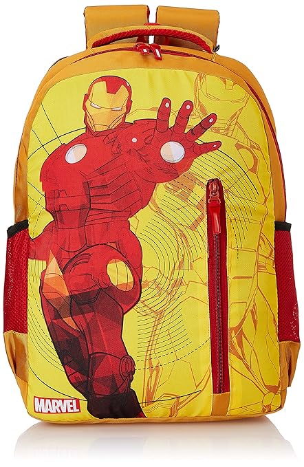 Priority Disney Ironman 45.7 cms Polyester School Bag, Casual Bags for Boys, Girls, Kids Backpack Durable and Sturdy in Red & Yellow