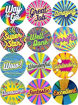 easykart labels 1440 Reward and Incentive Stickers | 0.75" Round with 12 Different Unique Designs Abstract Theme Recommended for All Ages and Classess
