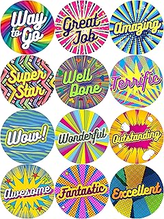 easykart labels 1440 Reward and Incentive Stickers | 0.75" Round with 12 Different Unique Designs (Abstract Theme) Recommended for All Ages and Classess