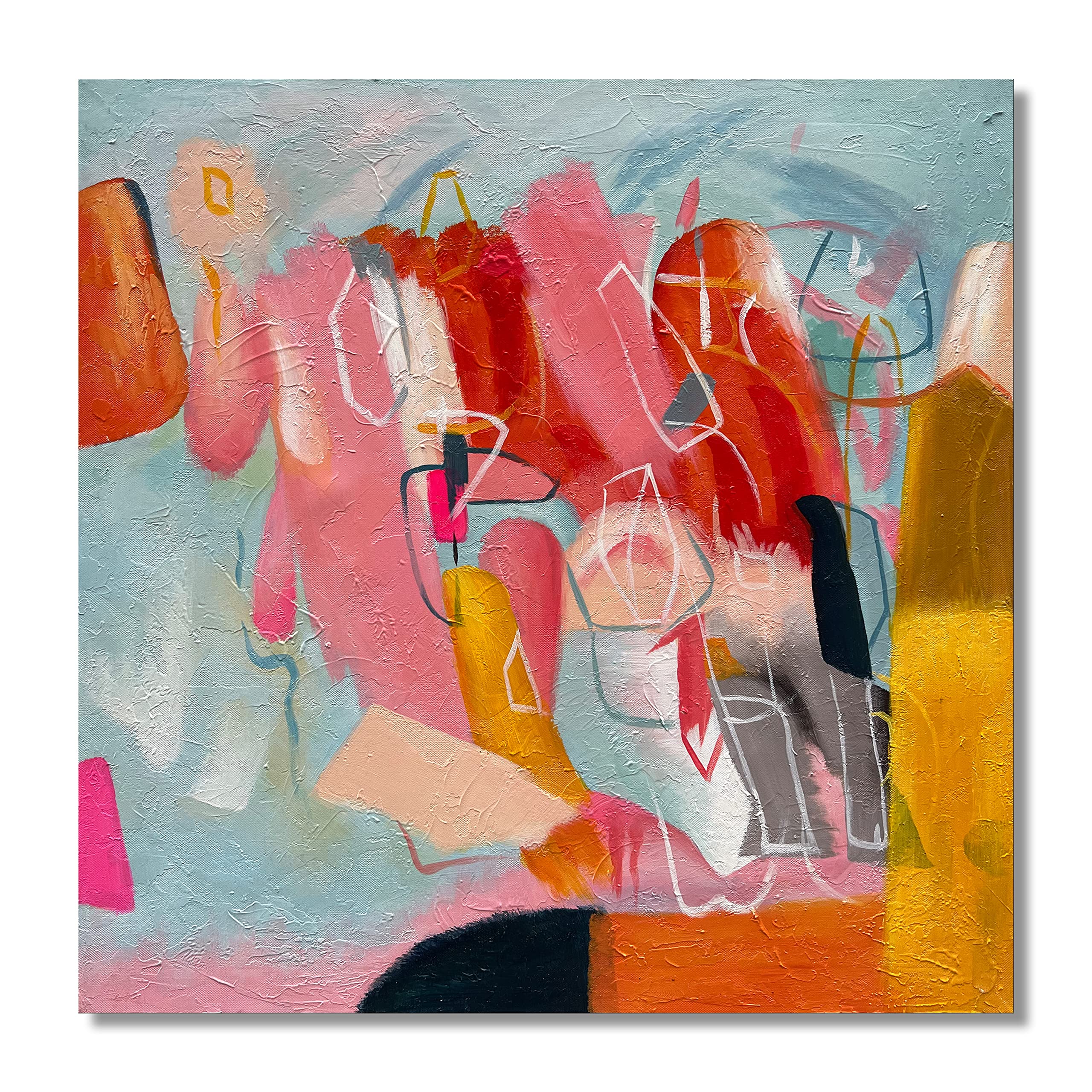 Limiyer Art Hand-Painted Texture Oil Painting on Canvas Abstract Wall Art Deco Home Decorative Painting 24x24 Inch