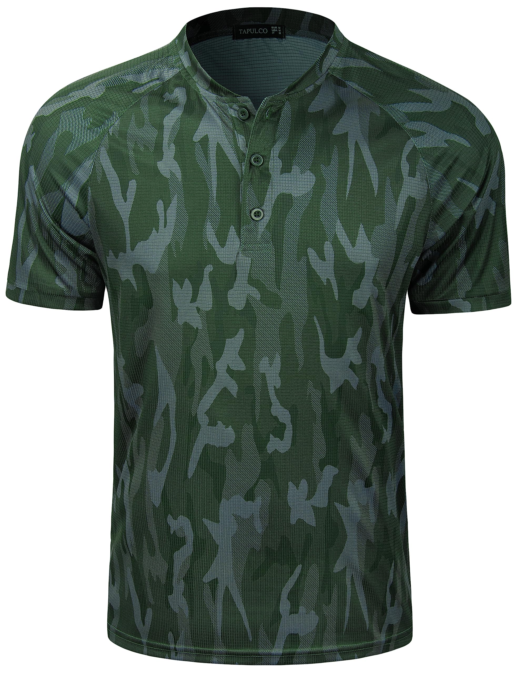 TAPULCOMens Collarless Golf Shirts Short Sleeve Dry Fit Stretch Casual Breathable Lightweight Tshirts