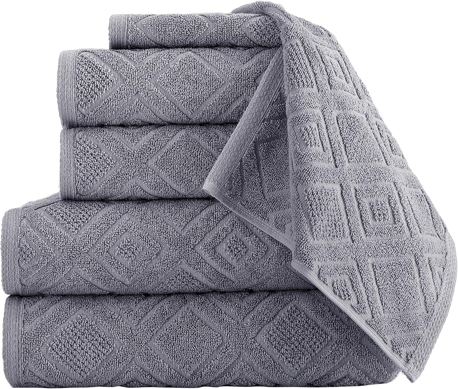 Nine West - Luxury 6 Piece Towel Set, 100% Turkish Cotton, Quick Drying, Highly Absorbent & Comfy, Includes 2 Bath Towels, 2 Hand Towels & 2 Washcloths | (Grey)