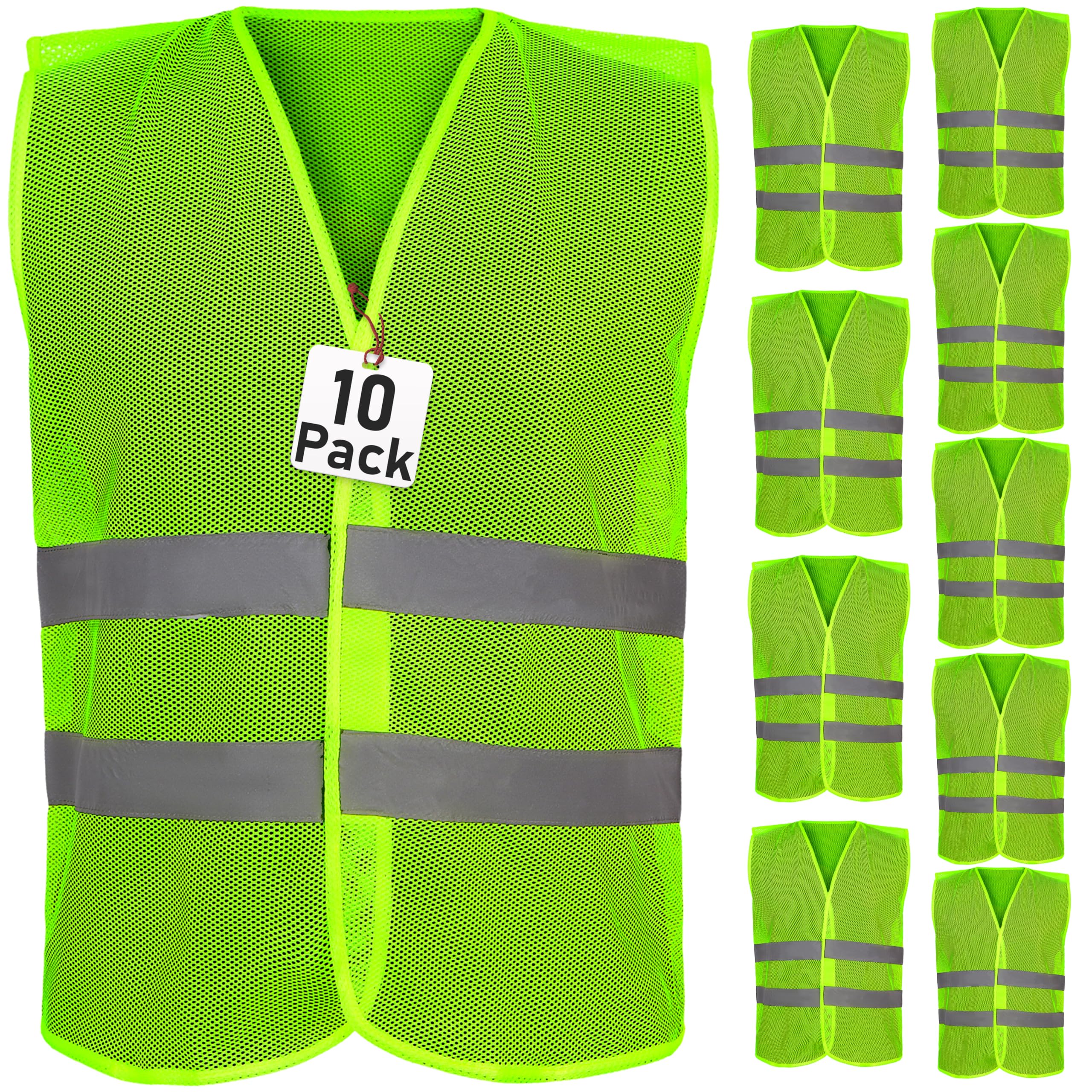 Athllete Safety Vest - 10 Pack and 15 Pack - High Visibility Vest for Everyday Use, Lightweight, Comfortable and Breathable
