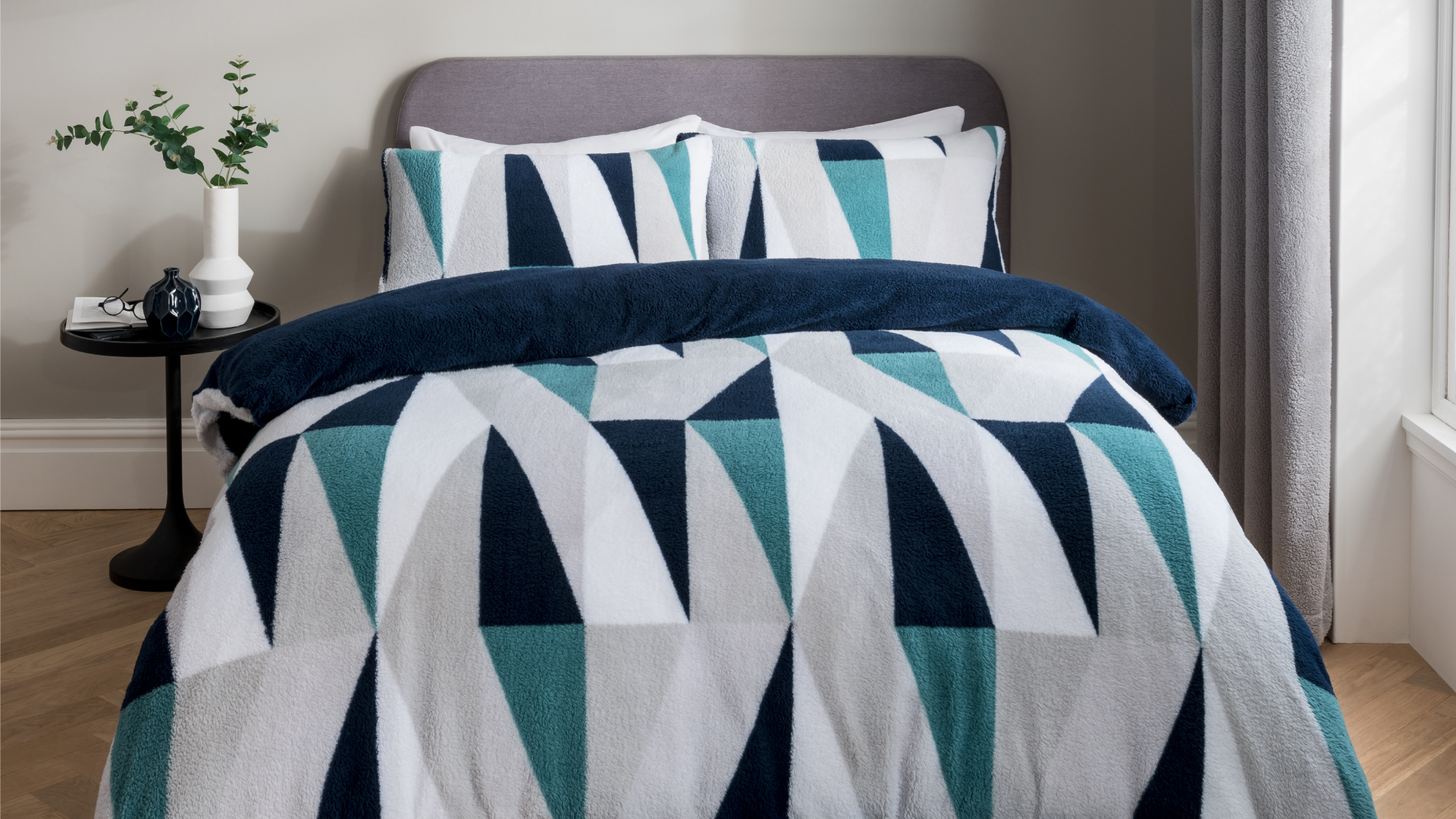 Sleepdown Set Copripiumino King Con Federe - Reversibile, Morbido, Motivo Mandala Geometrico Cachemire, Blu 220x230 Cm