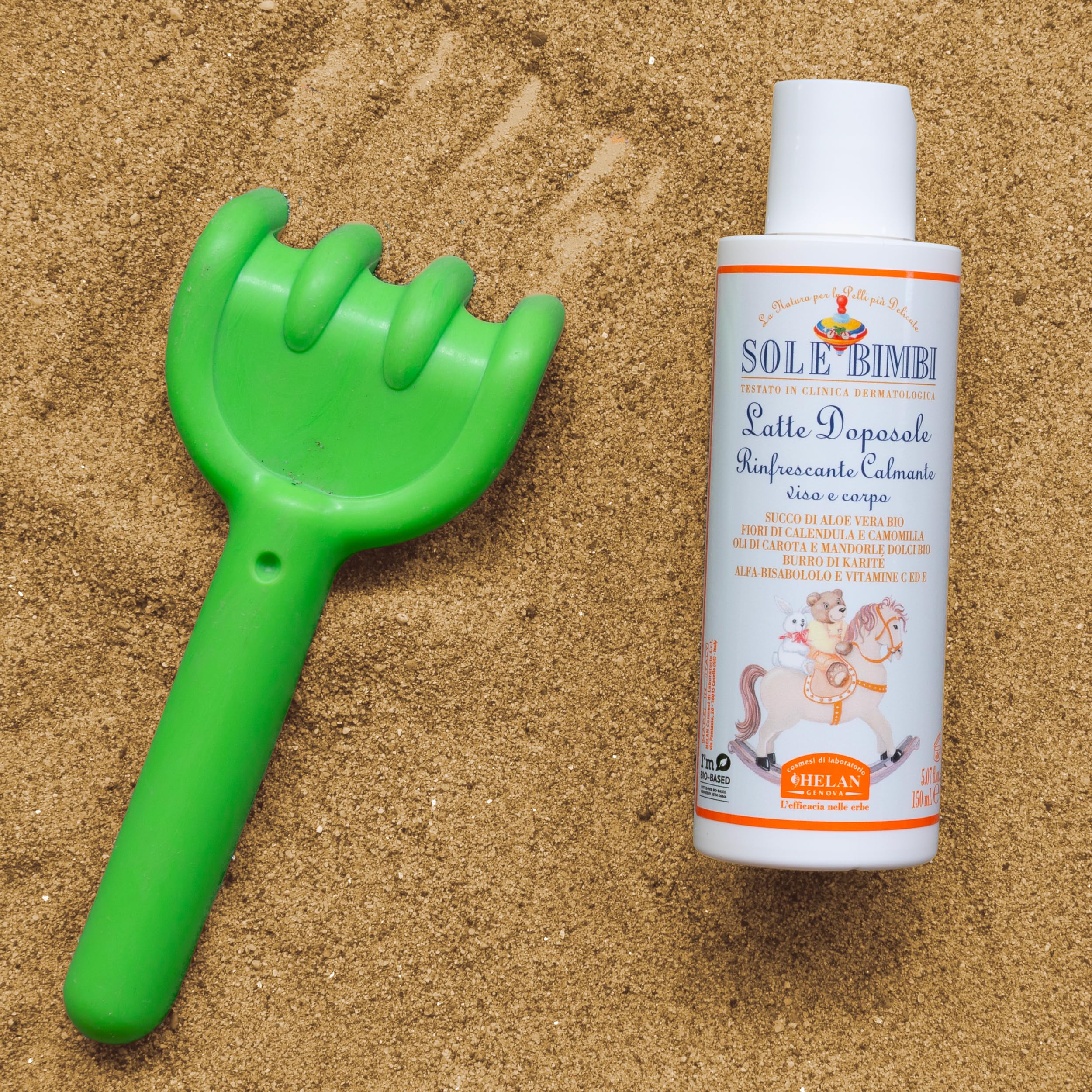 Helan, Sole Bimbi - Doposole Bambini e Neonati Lenitivo con Vitamina E e Olio di Mandorle Dolci, Crema Doposole Corpo Idratante con Burro di Karitè e Aloe Vera, Dopo Sole Calmante con Camomilla 150 ml