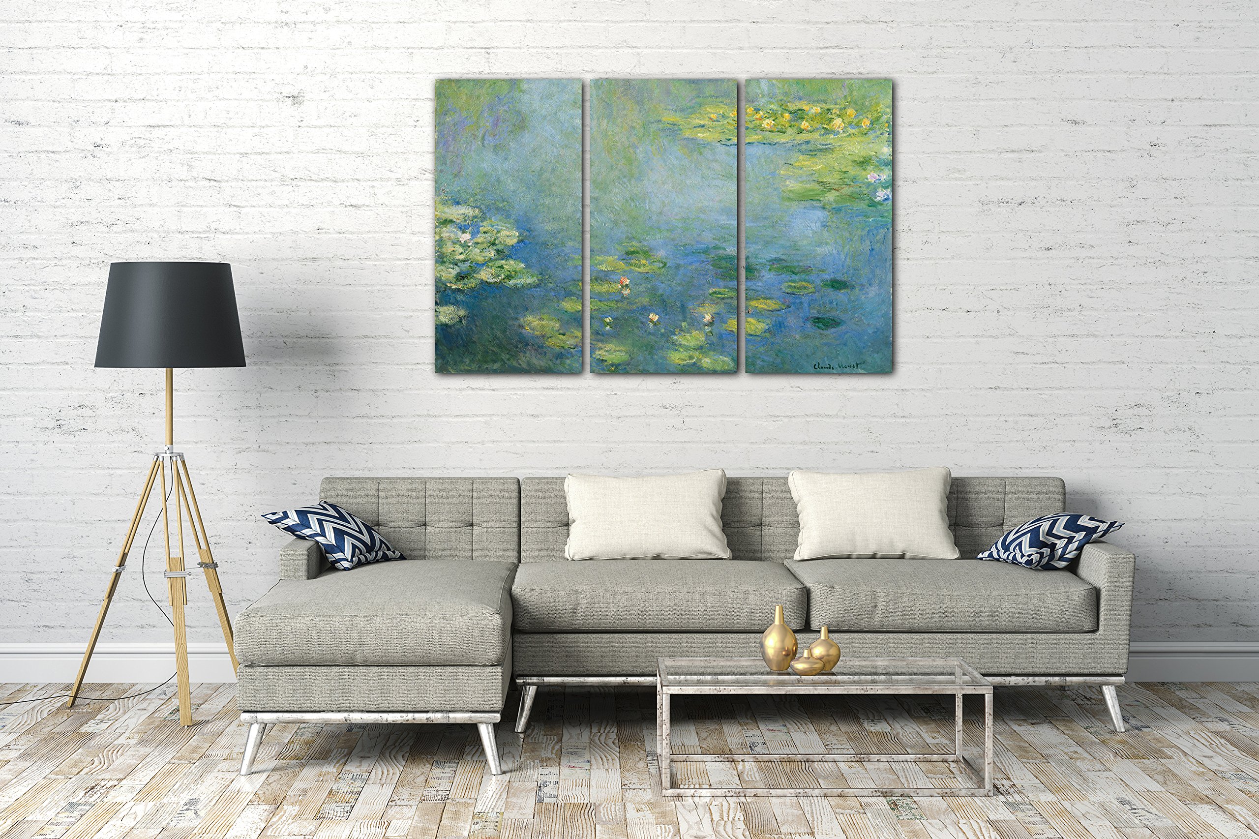 Printed Paintings Stampa su Tela 3 Parti(120x80cm): Claude Monet - Ninfee