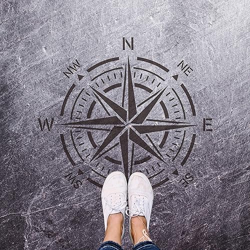 Miniatura 2 de GSS Designs - Plantilla de brújula grande de 12 x 12 pulgadas, plantilla de rosa de brújula reutilizable para pintar en paredes de madera, piso de