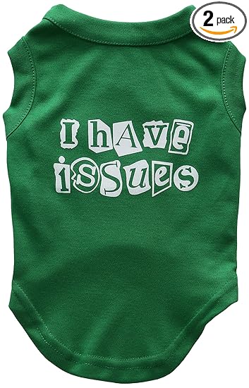 Mirage Pet Products 12-inch I Have Issues Screen Printed Dog Shirts, Medium, Emerald Green