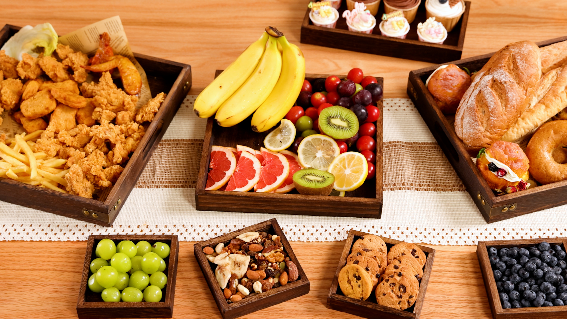 Amazon｜トレーYangbaga7個セット木製トレイ お盆 ティー カフェ