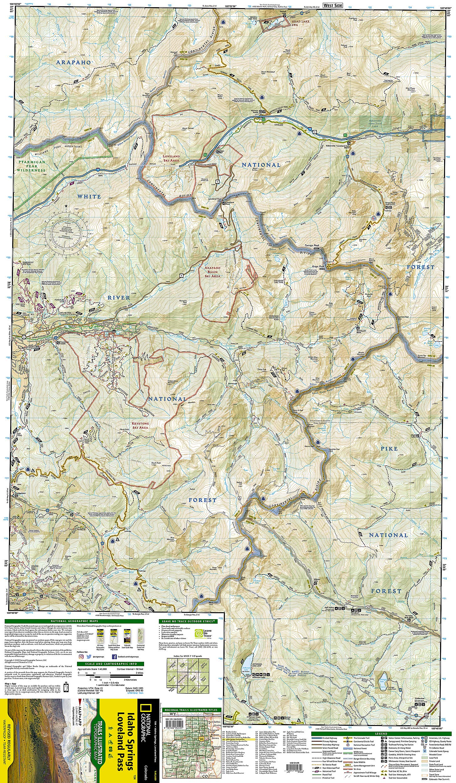 Idaho Springs, Loveland Pass Map (National Geographic Trails Illustrated Map, 104) - Image 4