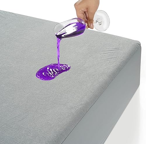 Protector de colchón impermeable individual, protector de colchón de rizo de bambú, suave, transpirable y silencioso, protector de colchón elástico