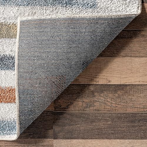 Miniatura 4 de nuLOOM ROS Striped Columns Alfombra lavable a máquina, 8x10, beige