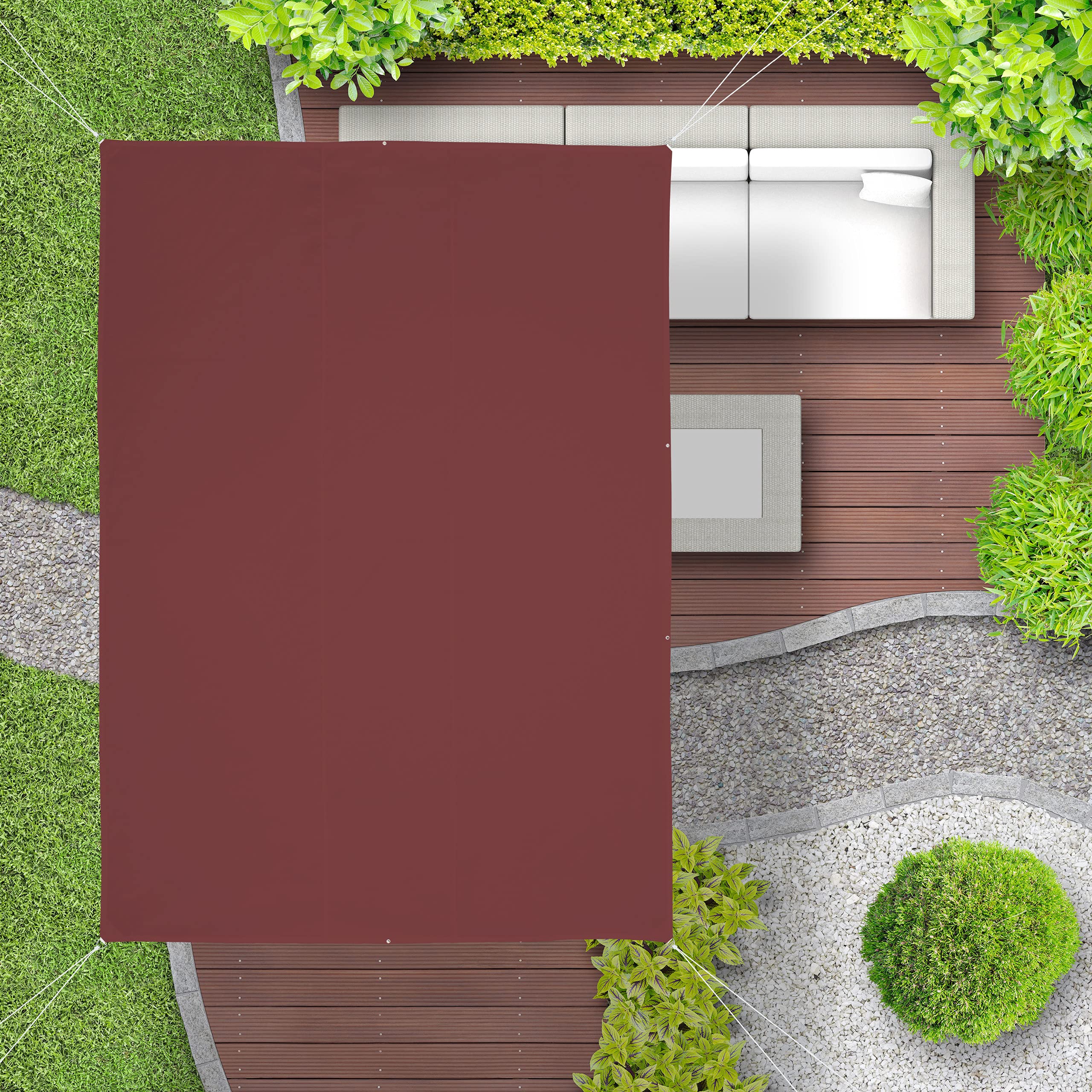 Relaxdays Voile d'ombrage Rectangle, 2 x 3 m, Anti-UV, imperméable, Toile Balcon, Camping, terrasse, Jardin, Rouge