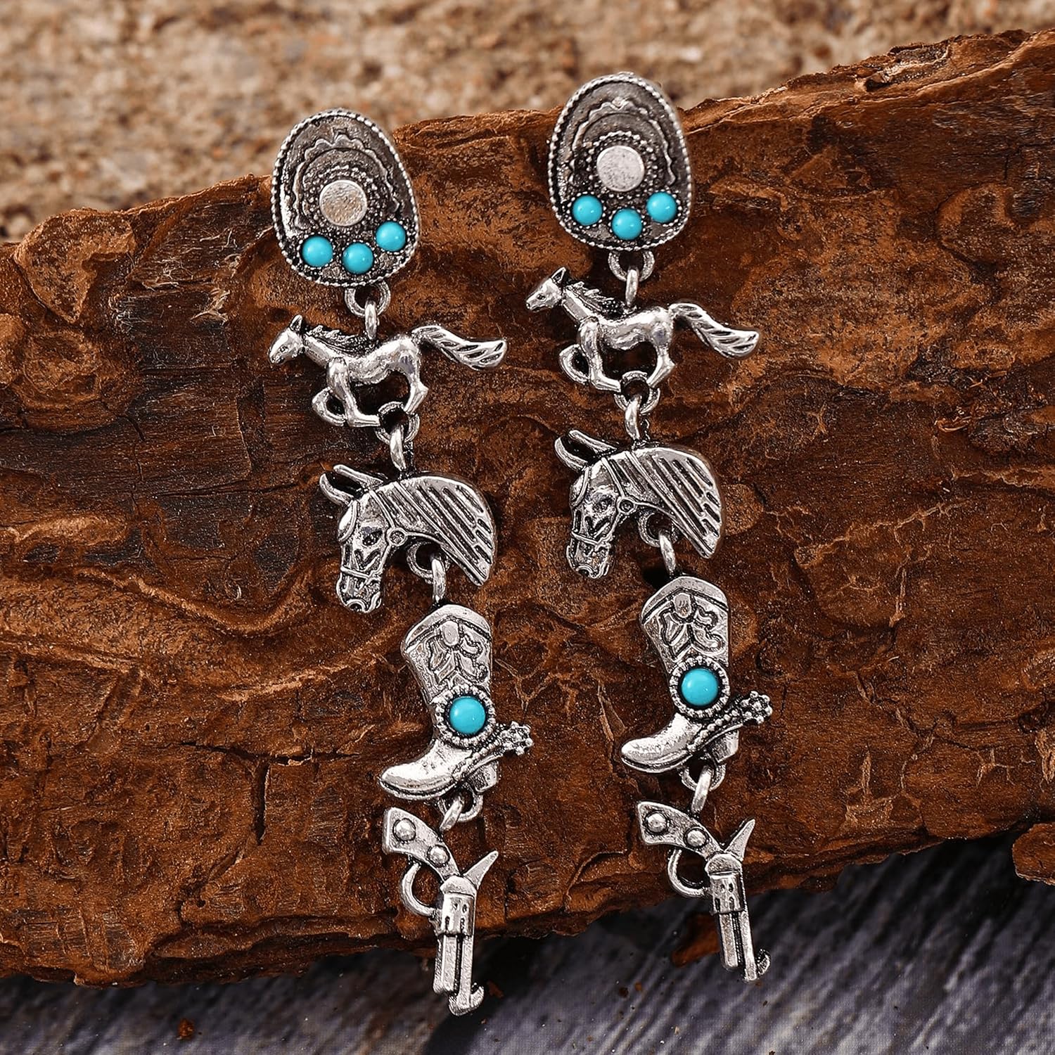 Western Earrings for Women Turquoise Western Jewelry Country Concert Outfit Concho Drop Dangle Earrings - Image 7