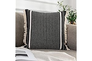 OJIA Modern Black Boho Pillow Covers with Tassels