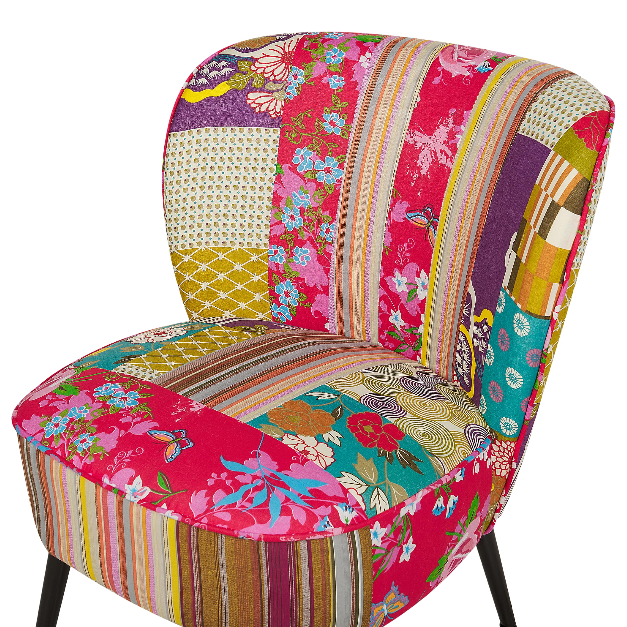 Beliani Bequemer Sessel aus Stoff bunt/schwarz Patchwork Design Voss