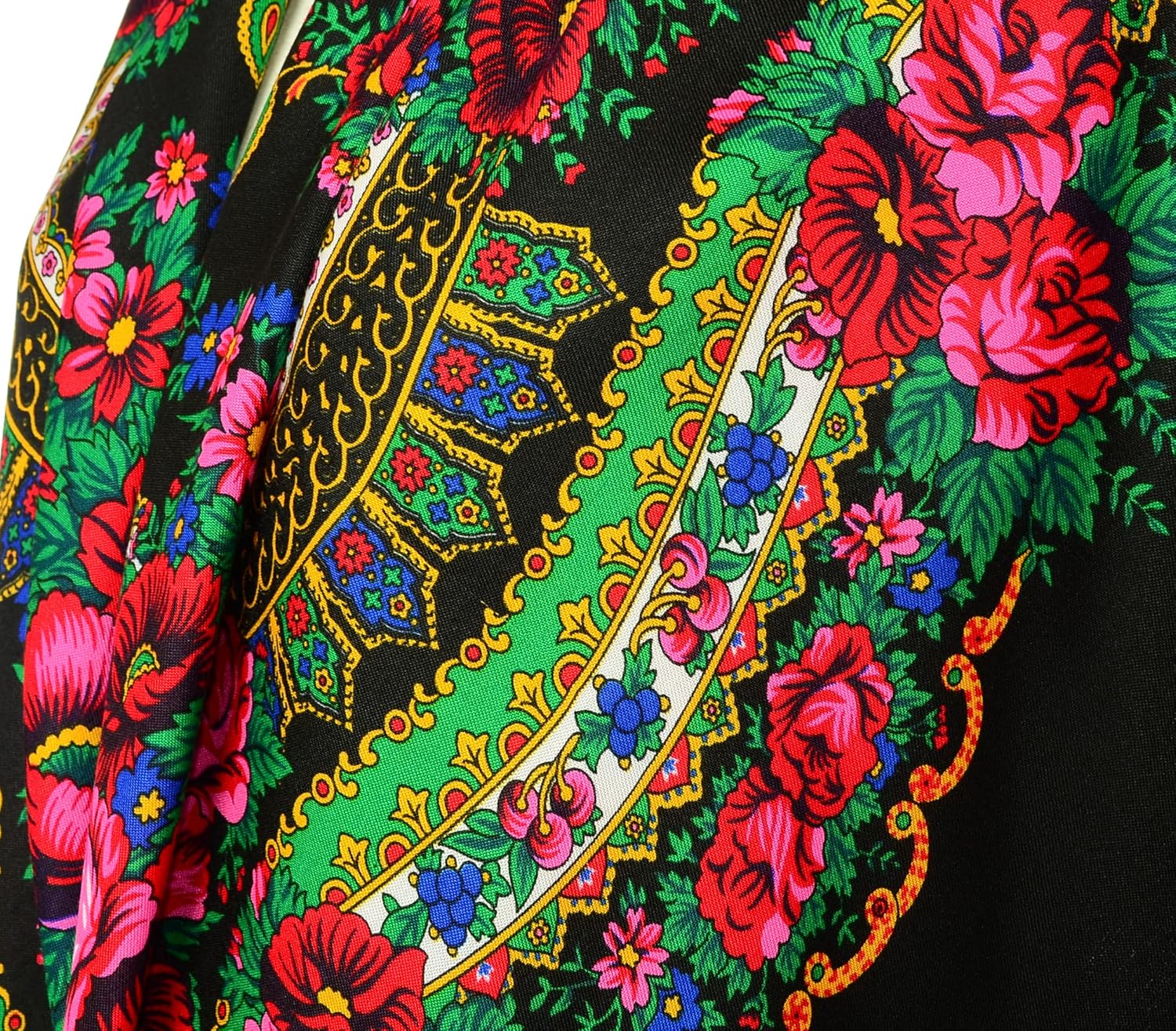 Scarf Wrap Traditional Ukrainian Polish Fringed Floral Neck Head Shawl - Image 5