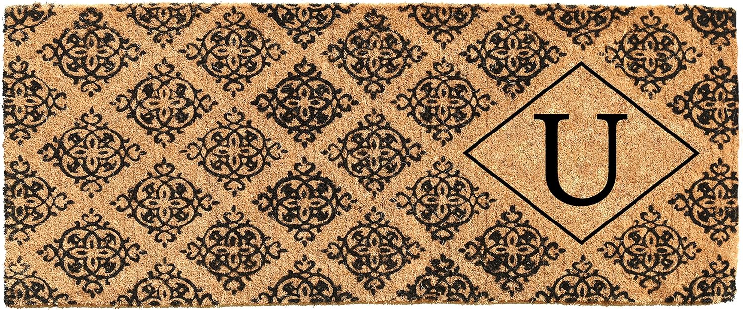 103331846 Regency Monogram Doormat 18" x 46" x 1.5", Black/Natural (Letter B)