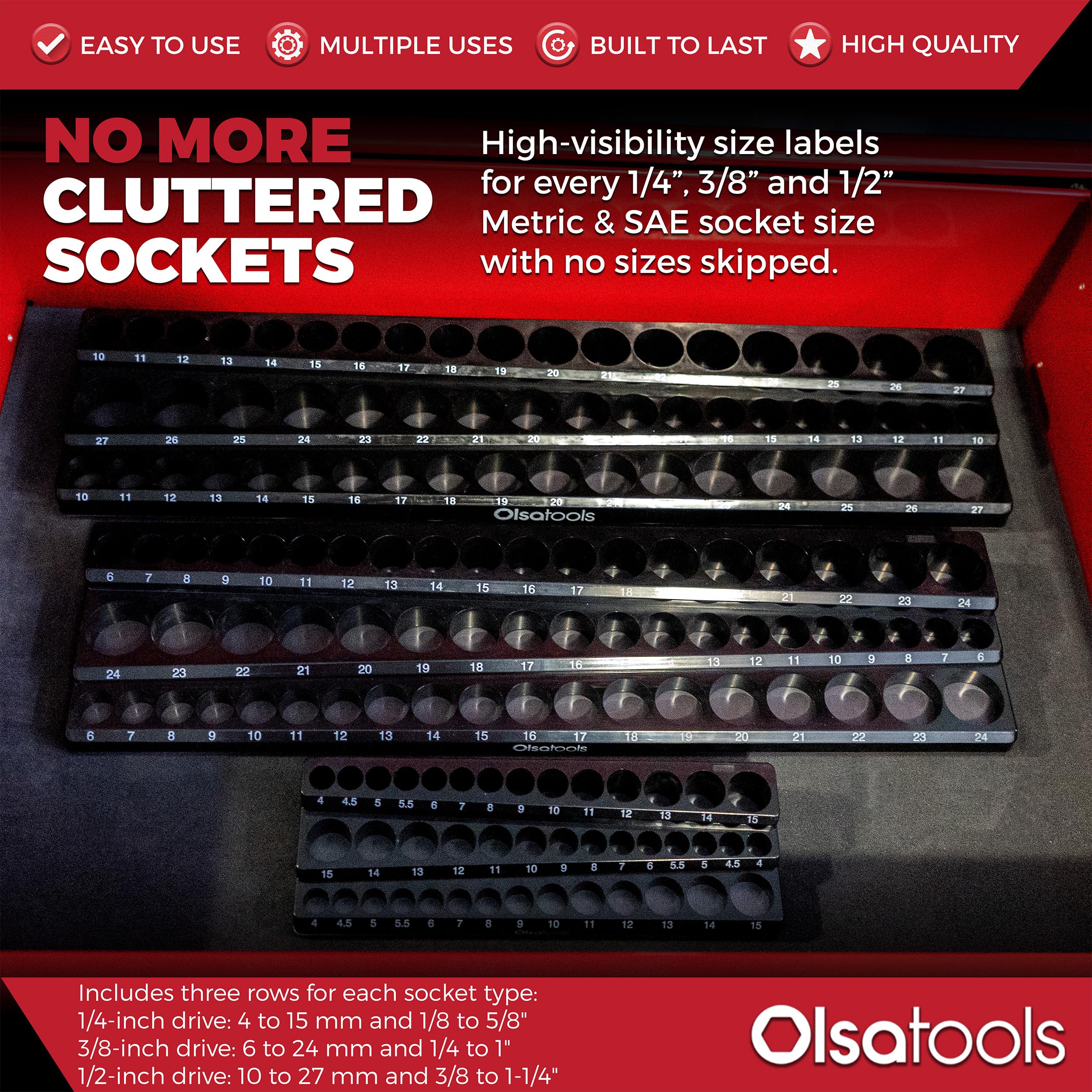 Magnetic Socket Set 6-Piece Magnetic Socket Organizer Set, 1/2