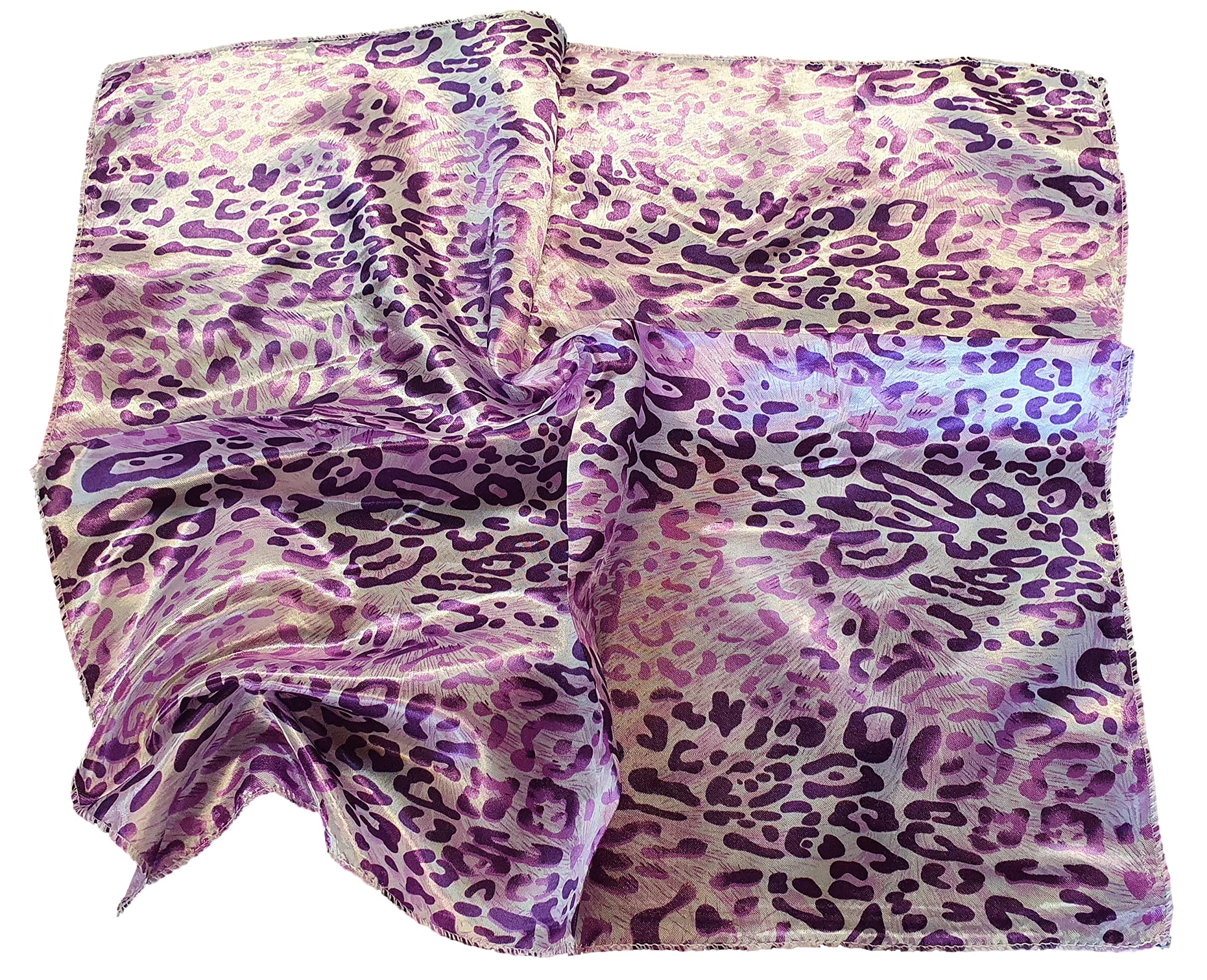 Fat-catz-copy-catz Unisex Small Purple Animal Leopard Print Satin Feel Ladies Fashion Square Scarf 50cmx50cm