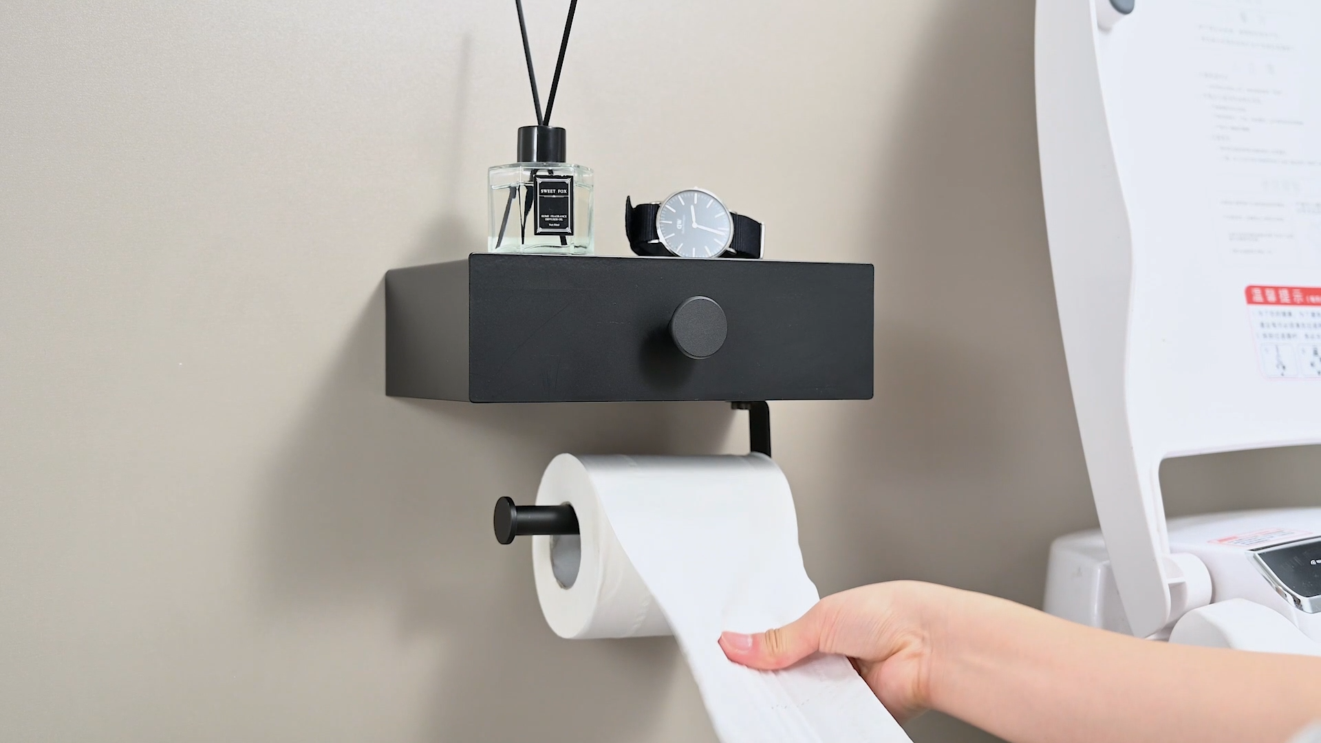 Amazon.com: VOLDRA Toilet Paper Holder with Shelf Black Wipes