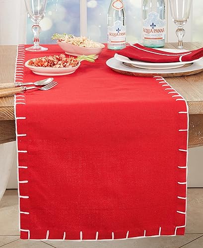 Miniatura 6 de Saro Lifestyle Classic Charm - Camino de mesa grueso con puntada de látigo, negro, 16 x 72 pulgadas