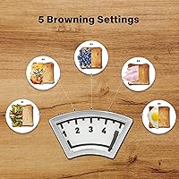 Vista 5 de YSSOA Tostadora de 2 rebanadas con ranura extra ancha y bandeja extraíble para migas, 5 ajustes de tostado y 3 funciones