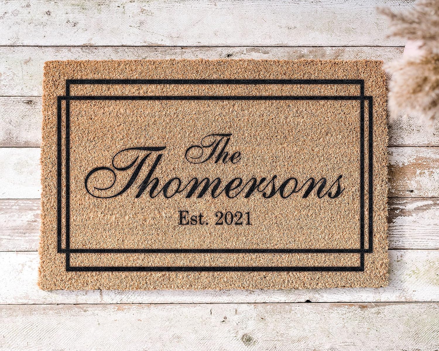 MRC Wood Products Personalized Last Name Coir Coconut Husk Doormat Door Mat 18x30 or 24x36 (18"x 30")