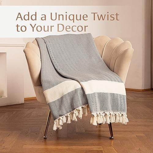 Miniatura 5 de Lujosa manta de algodón turco, suave, grande, ligera y transpirable, estilo bohemio para cama, sofá y hogar