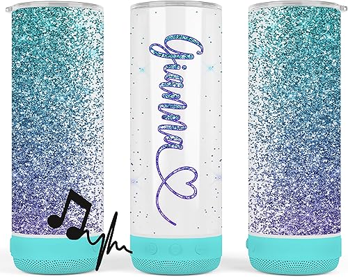 Miniatura 3 de Vaso de música de acero inoxidable, 16oz, personalizado, taza de viaje, aislado, efecto de purpurina