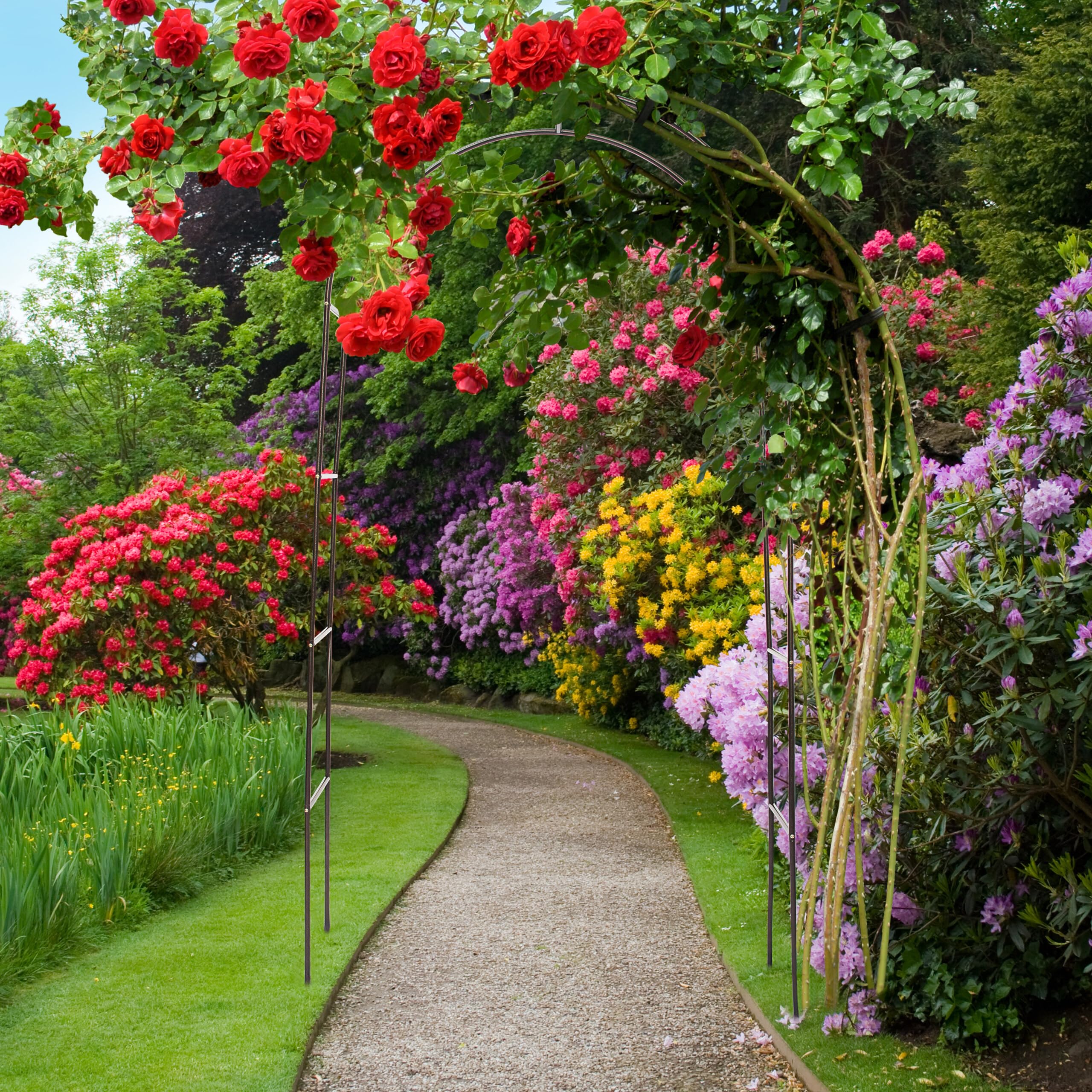 WCQSYY Grote metalen tuinboog voor klimplant breed 1,4 m 1,8 m 2,4 m 3 m 3,5 m stevige duurzame rozenboog weerbestendig ijzeren buisvormige pergola latwerk, groen, W3M x H2,2 m
