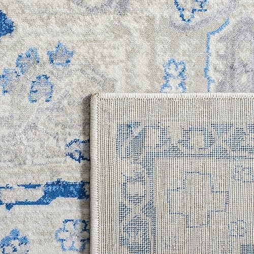 Miniatura 6 de SAFAVIEH Brentwood Collection - Alfombra decorativa de 3 x 5 pies, diseño desgastado de medallón beige y azul, no desprende pelusa y de fácil