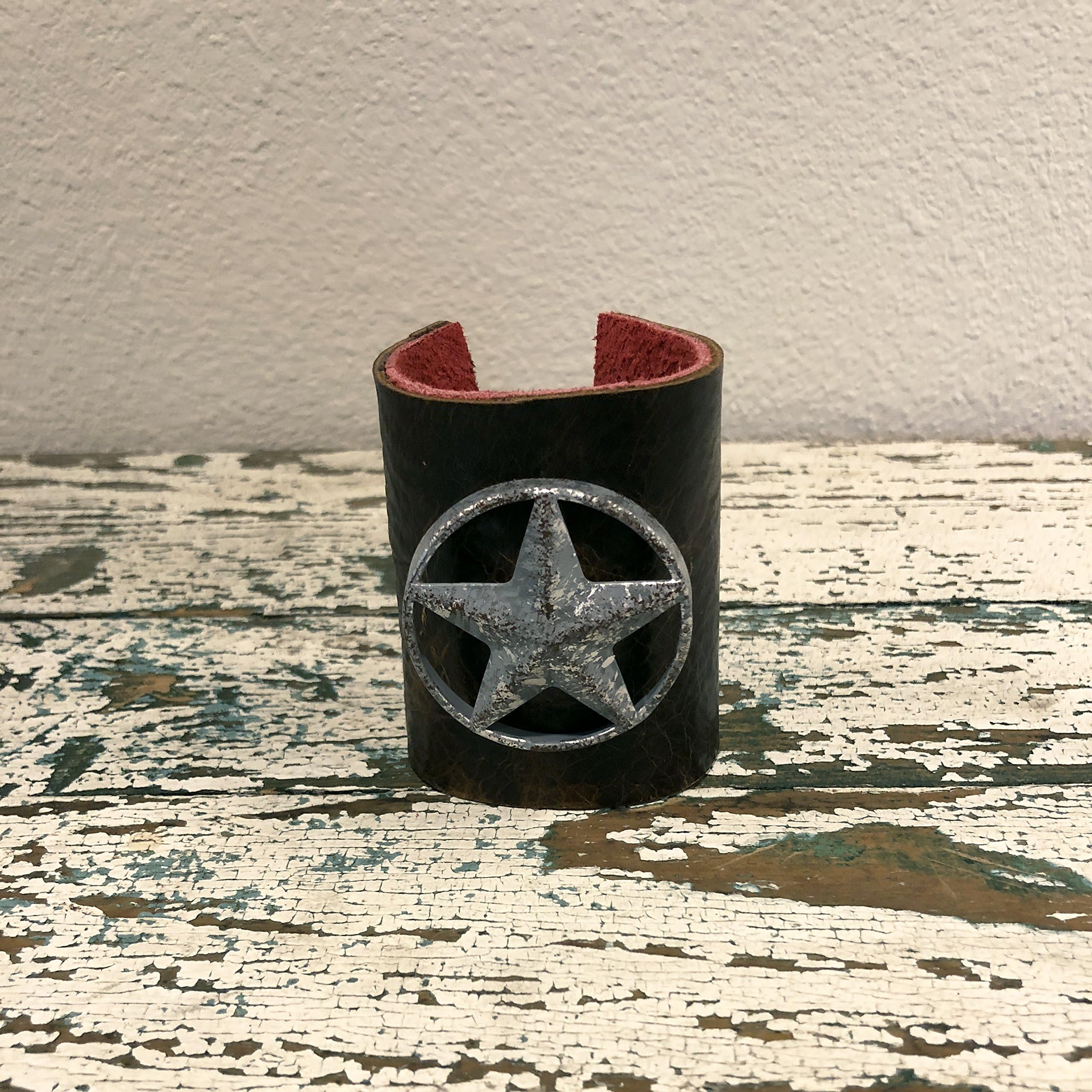 Texas Star Brown Leather Cuff