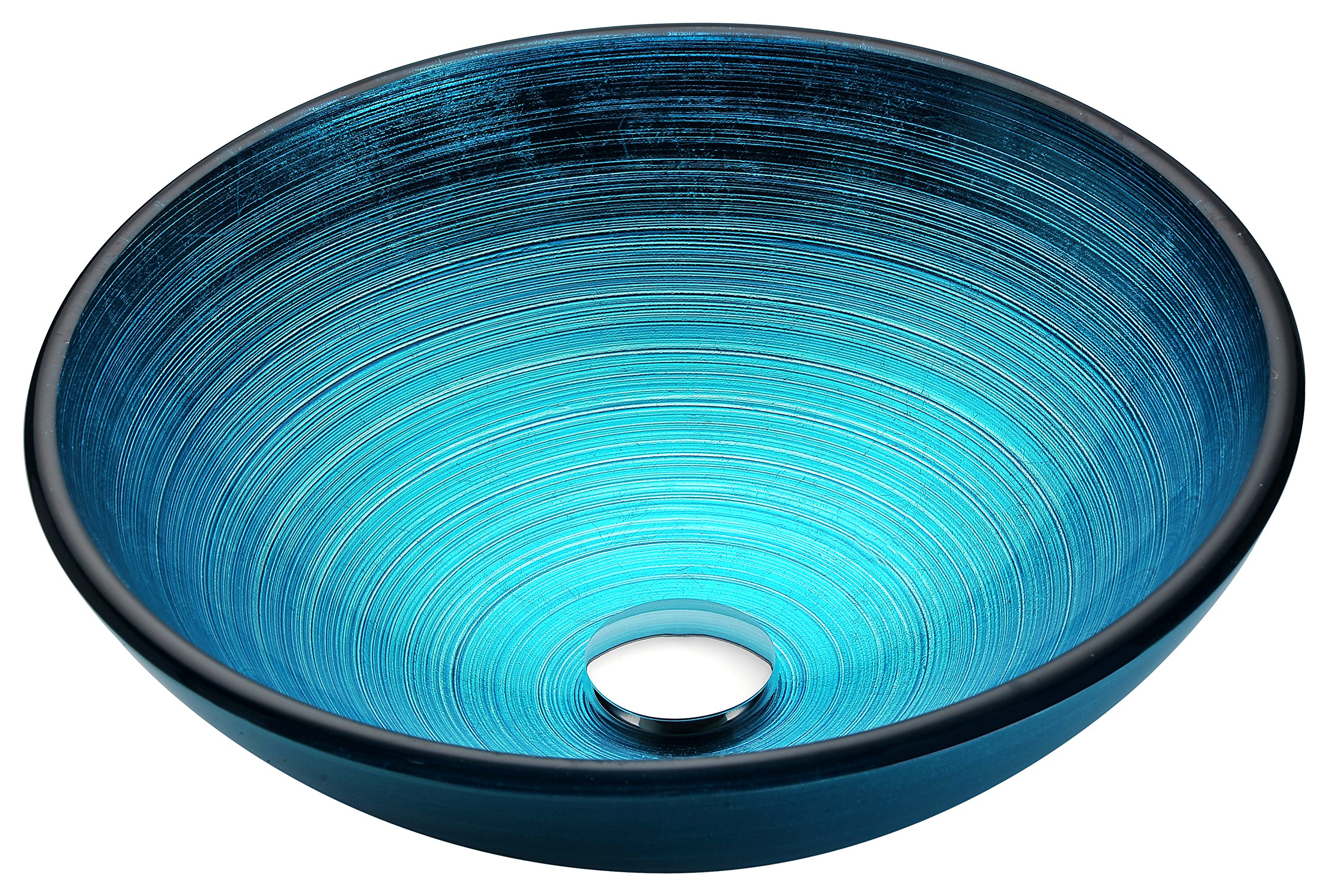 ANZZI Enti Series Deco-Glass Vessel Sink in Lustrous Blue - Elegant Round Bathroom Sink