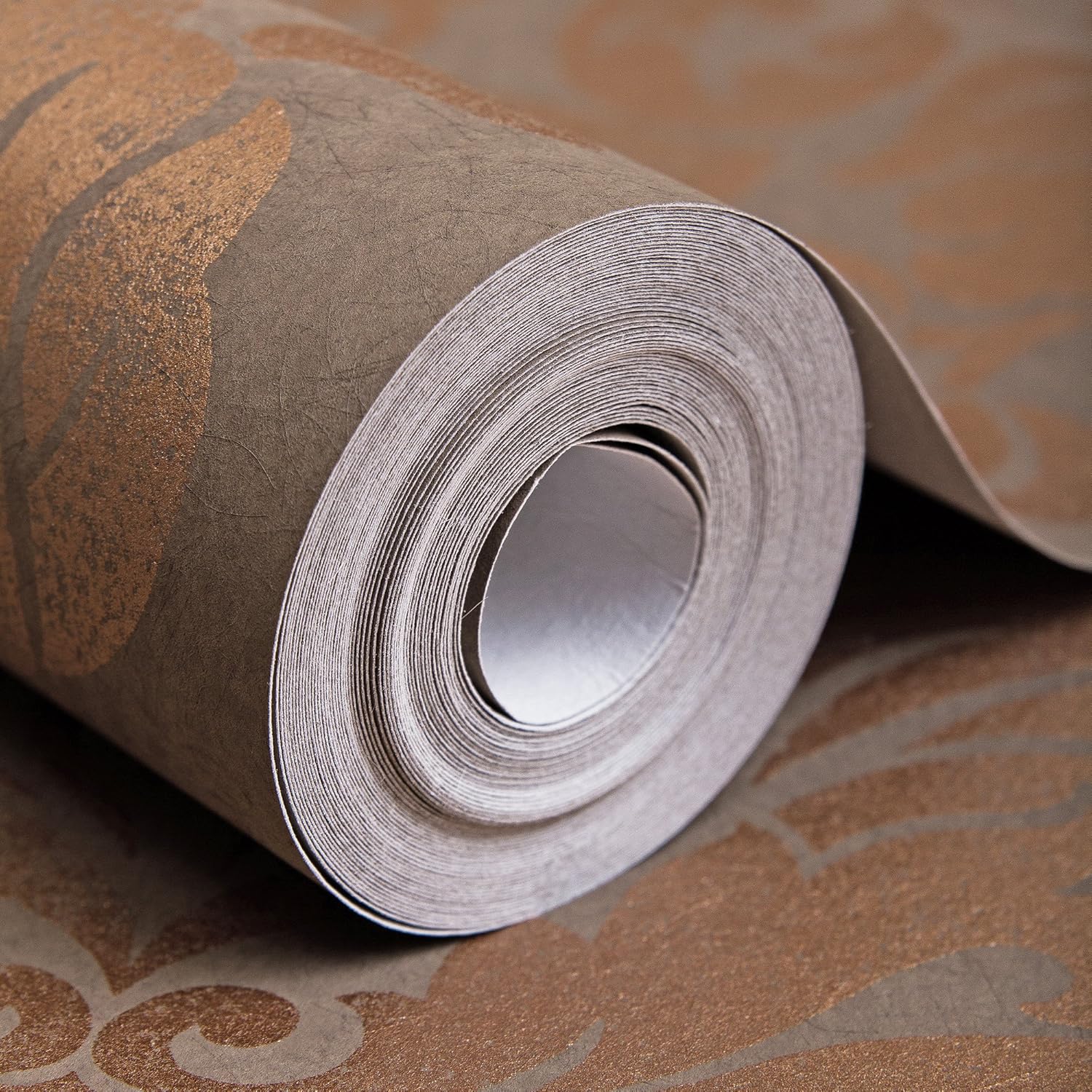 Gloriana Premium Wallpaper: Copper, Chocolate Brown