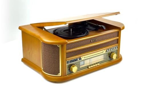 Denver Chaîne HiFi Vintage avec Platine Vinyle, CD et Cassette - Les Beatles, Paul McCartney, John Lennon, RIngo Starr, George Harrison Denver Chaîne HiFi Vintage avec Platine Vinyle, CD et Cassette