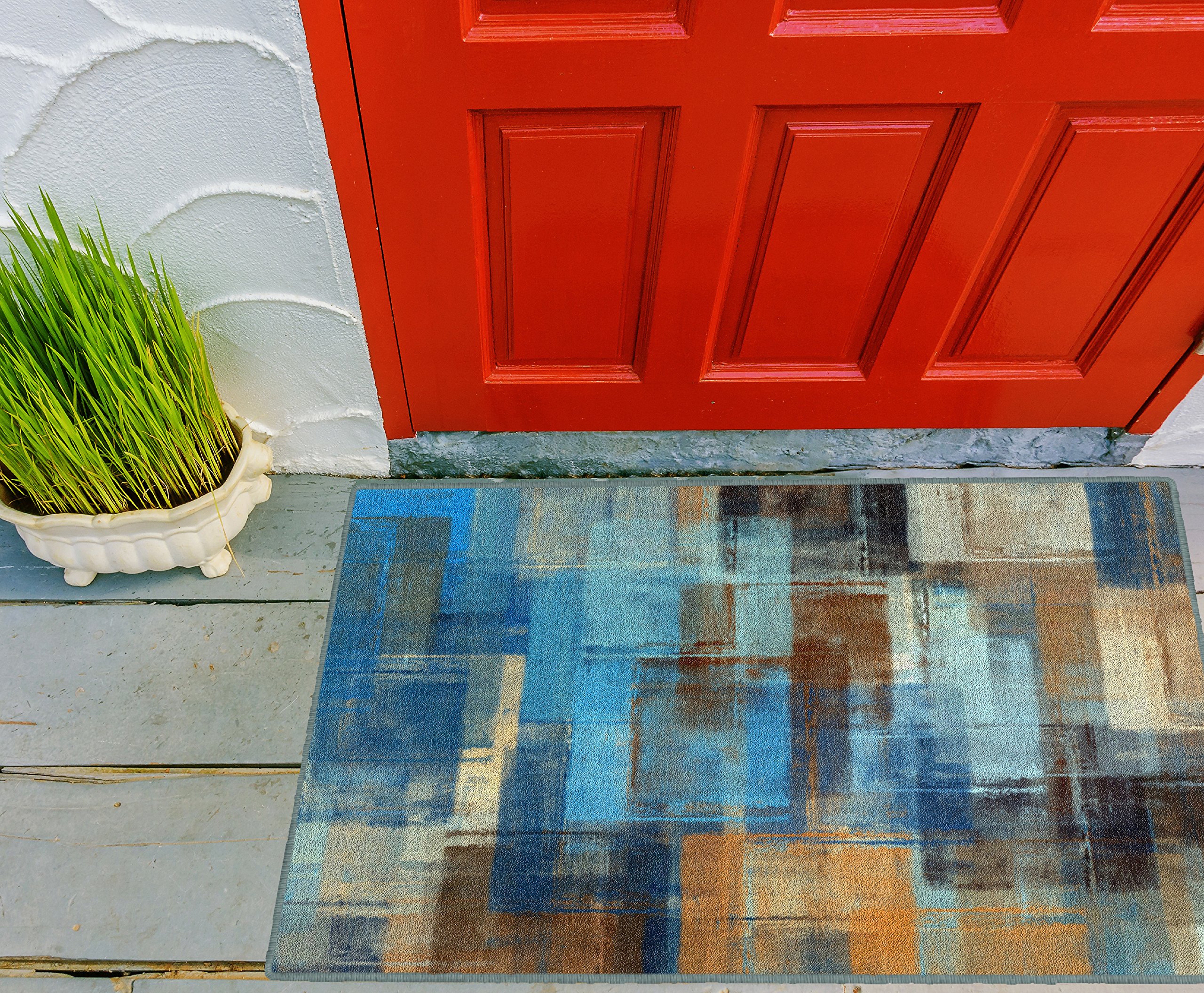 Brumlow MillsContemporary Blue Area Rug, Fabric, 2'6" x 3'10"