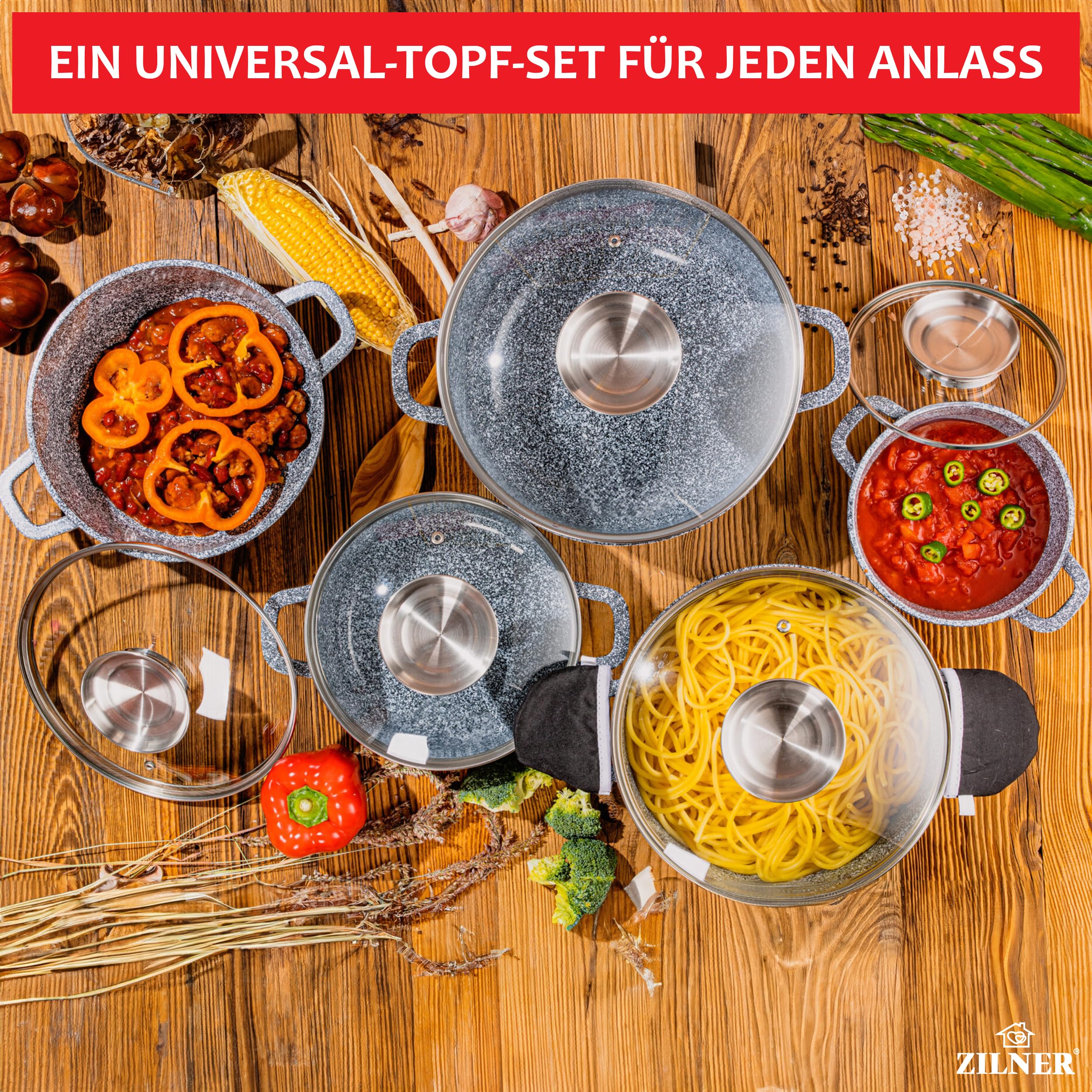 WMF Set De Casseroles à Induction Set De Casseroles 4pcs Couvercle En Verre Provence Plus