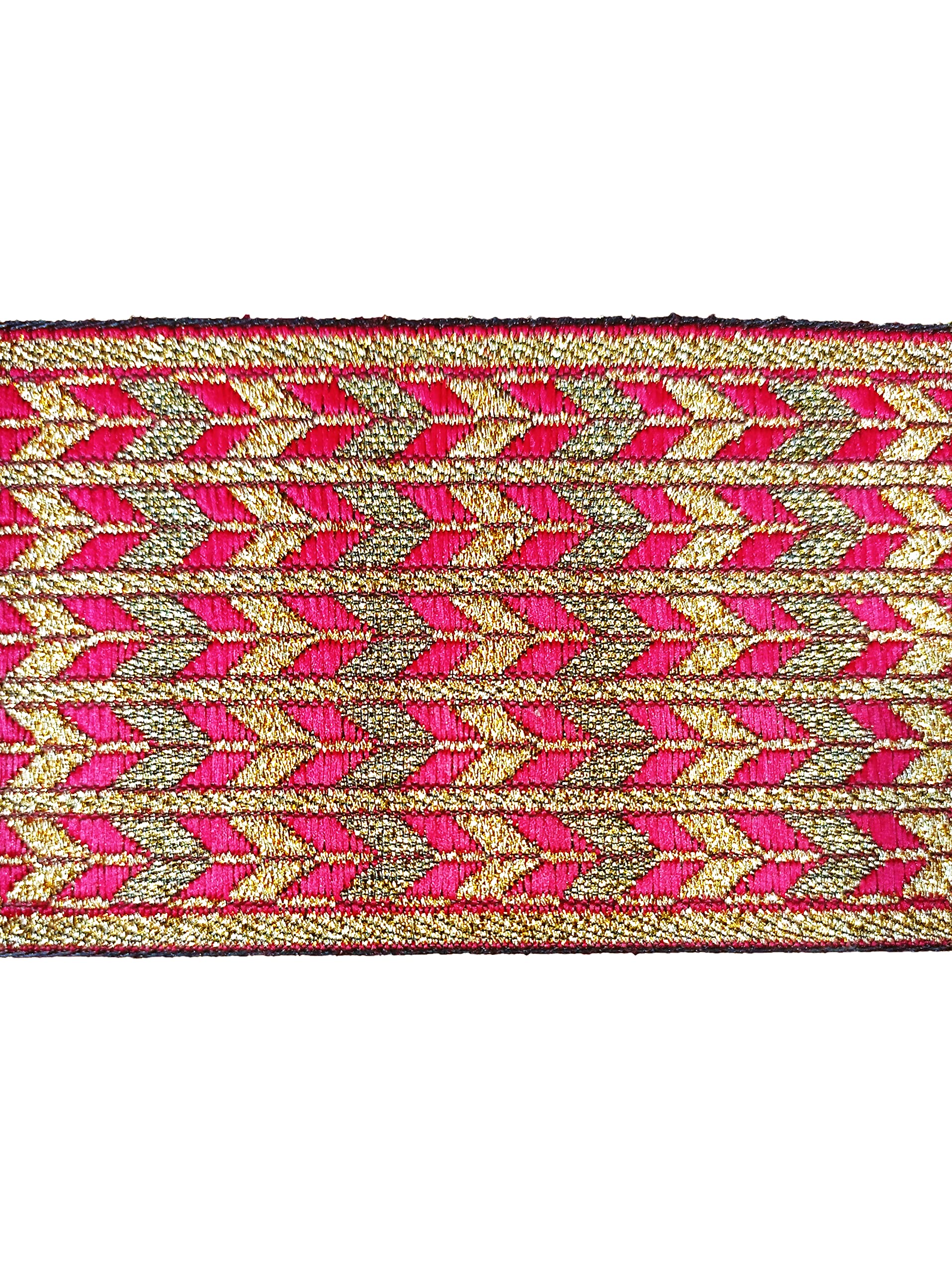 CARTZEYE Lace Border for Saree Falls Reel Jacquard Woven Heavy Design Work for Saree, Kurti, Dresses, Bandhani, Lehenga, Decorative Ribbon - 7 cm Width (Rani Pink, 9 Meter) 3