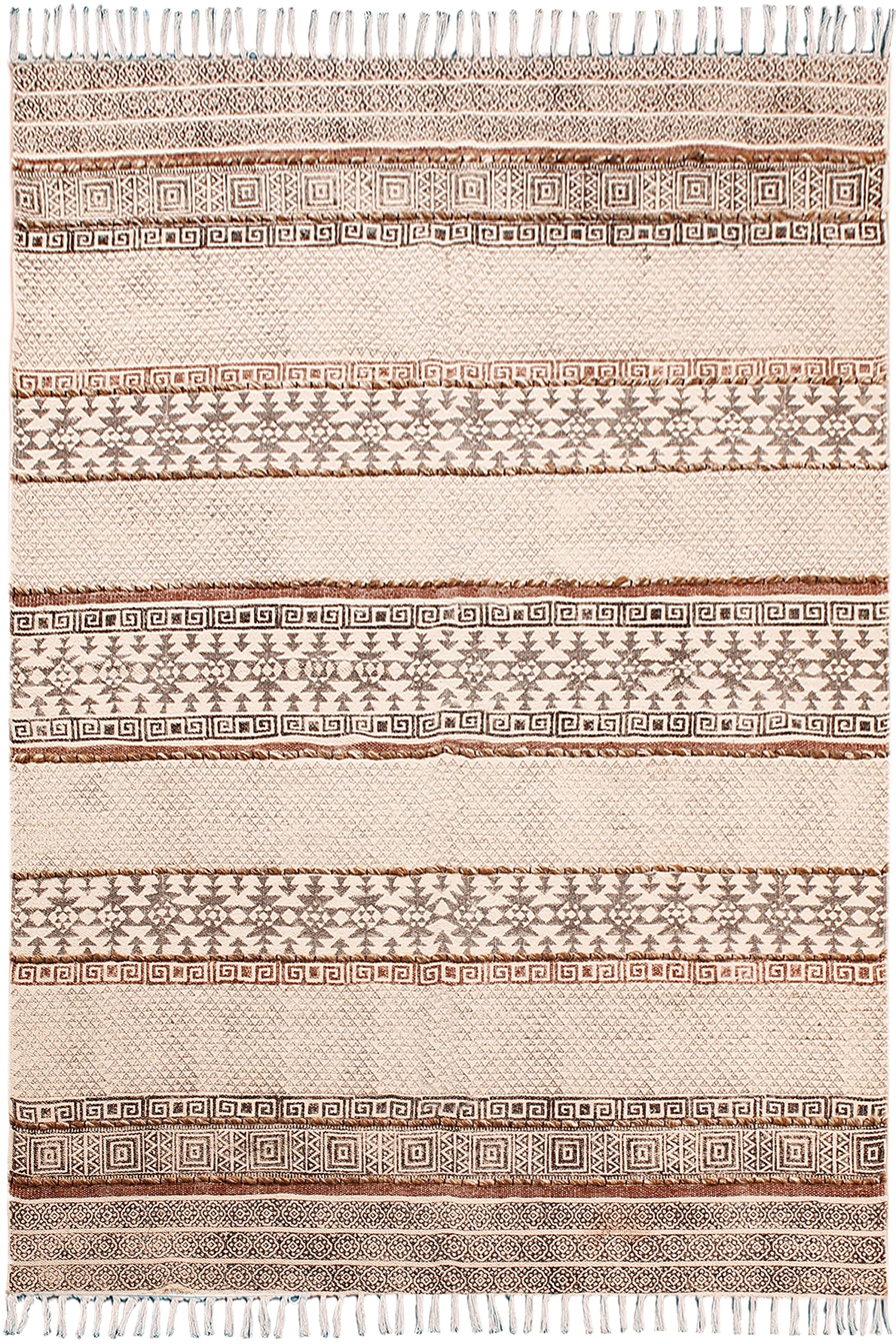 Tapis imprimé à la main Dhurrie 240x240 cm pour habiller un grand sol vide avec élégance