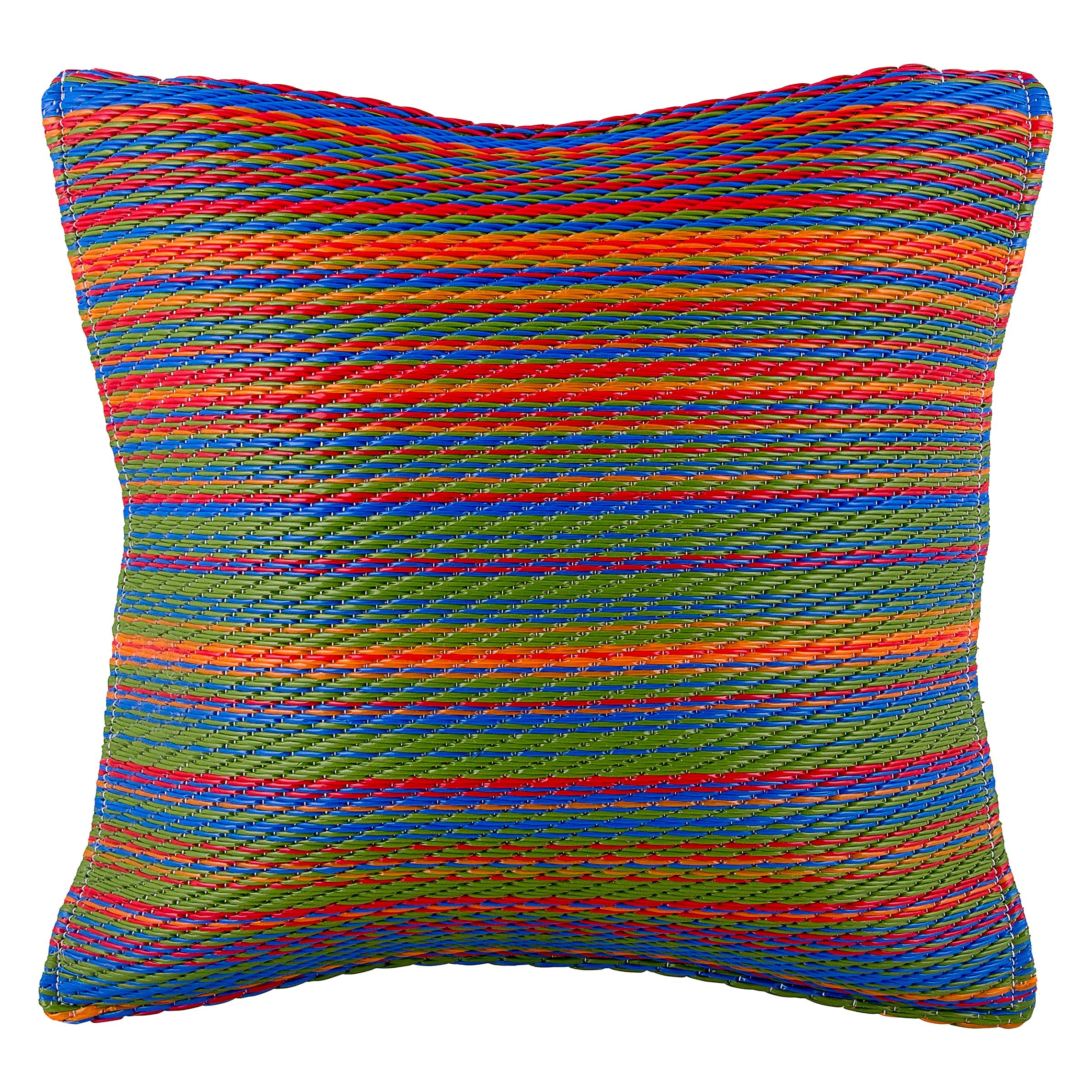 Fab Habitat Outdoor Premium Recycled Plastic Pillow - Waterproof, Fade Resistant - Striped - Patio, Porch, Deck, Balcony - Cancun - Multicolor - 16.5"