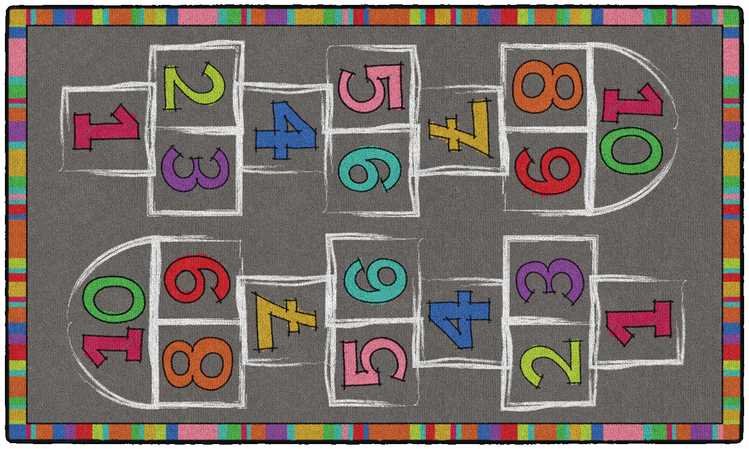 Flagship Carpets Hopscotch Rainbow Numbers Activity Area Rug for Children's Classroom or Home Learning Mat, Kids Room or Playroom Carpet, 3' x 5', Multicolor
